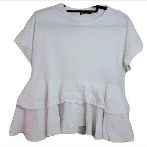 Zara white ruffle tiered white shirt size small tunic